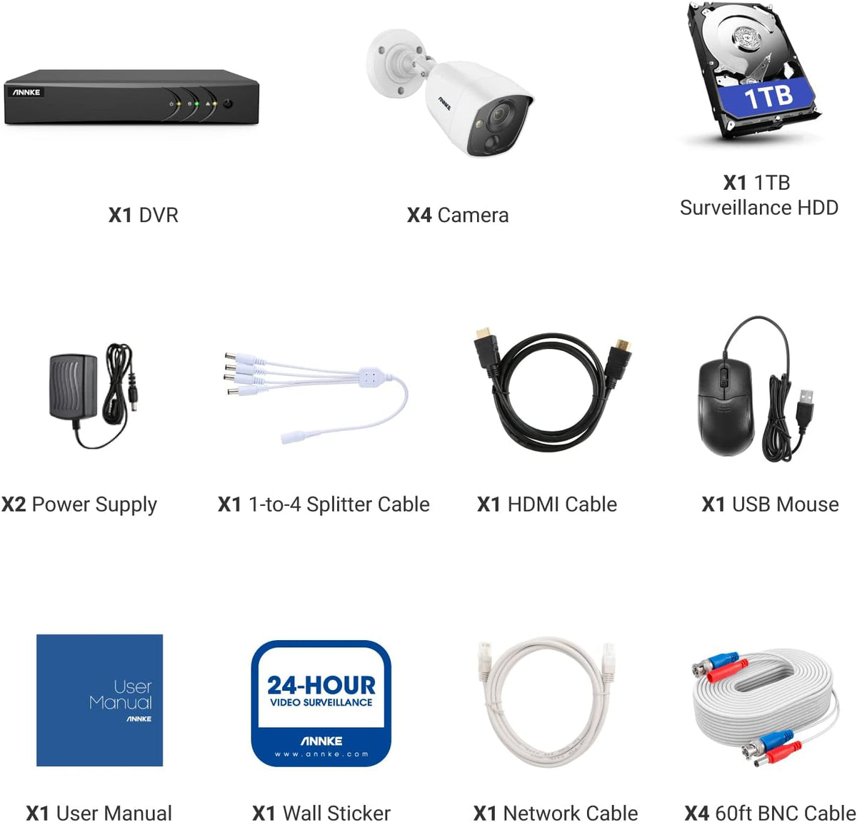 8CH 5MP Lite Surveillance Security Camera System with 1TB Hard Drive V954