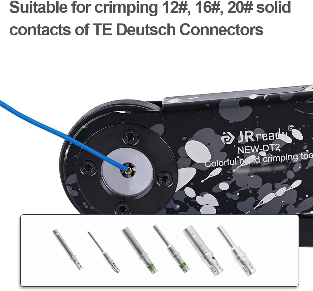 DT2 Solid Barrel Crimping Tool Kit with Removal Tool Kit for 12 to 22 AWG Wire Harness DT Series Closed Barrel Terminals J4512
