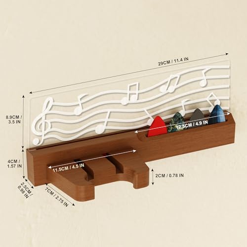 Solid Wood & Acrylic USB-Powered Guitar Wall Mount Stand with LED Lights G2671