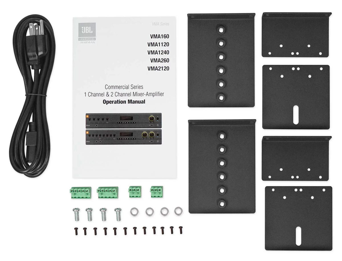 2-Ch Commercial Bluetooth Amplifier with 4 Black Wall Speakers O3891