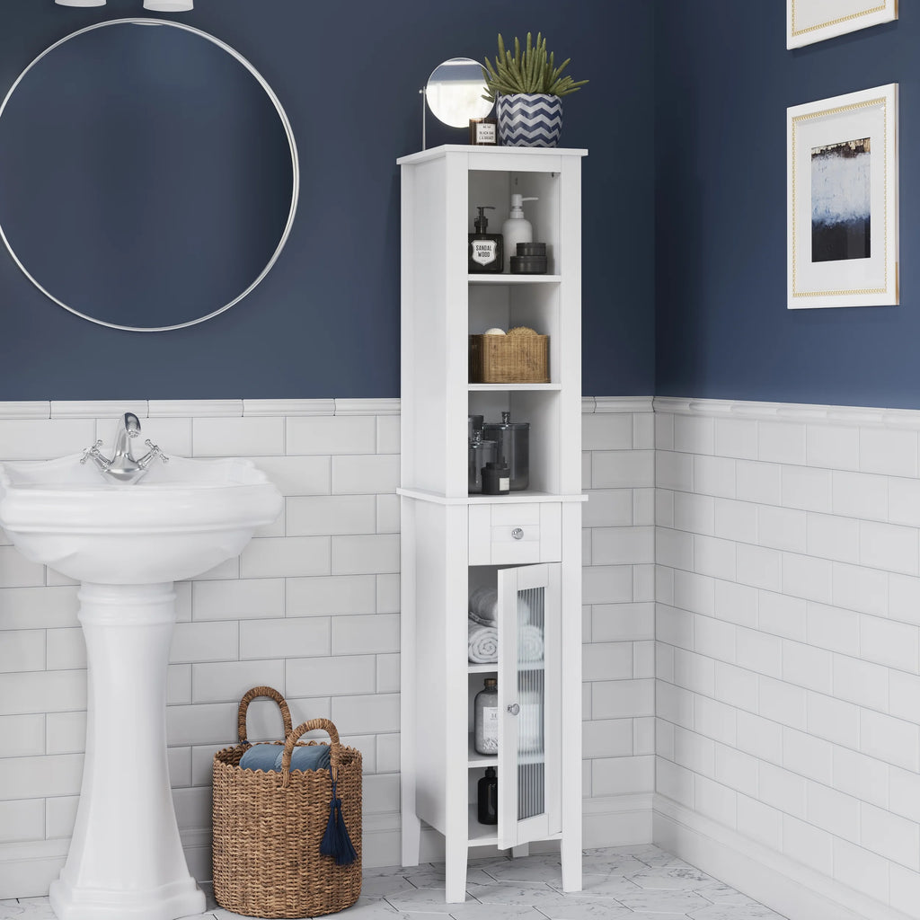 Slim Tall White Wood Cabinet P952158