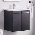 Black Wall-Mounted Bathroom Vanity with White Integrated Undermount Ceramic Vessel Sink U877958