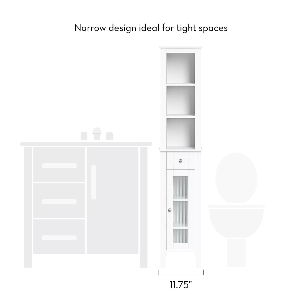Slim Tall White Wood Cabinet P952158