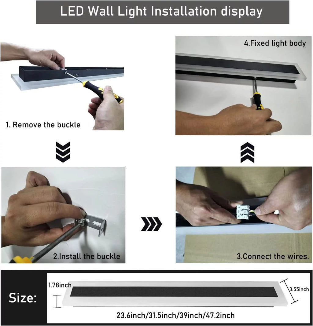 2 Pack 31.5 Inch LED Wall Light Waterproof Black A5123