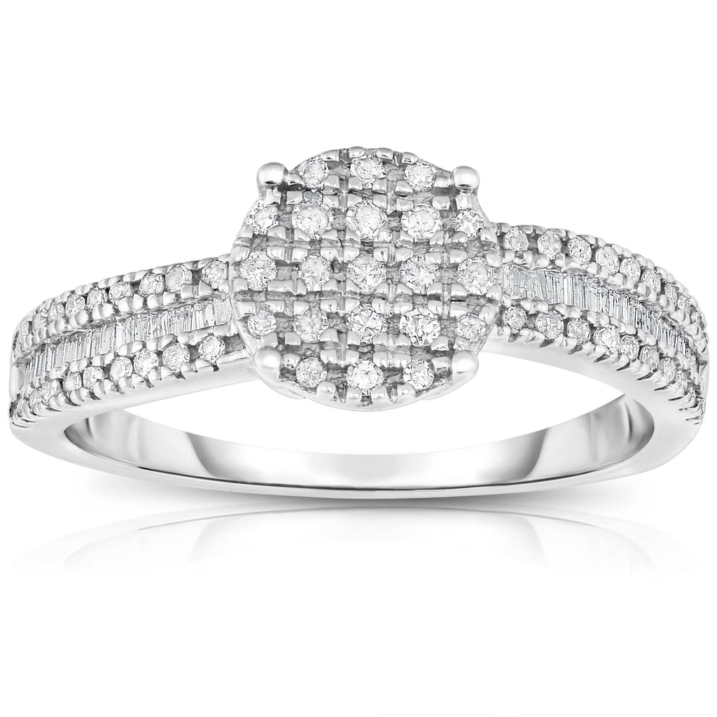 Silver Engagement Ring with Single-Cut Diamonds R894