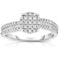 Silver Engagement Ring with Single-Cut Diamonds R894