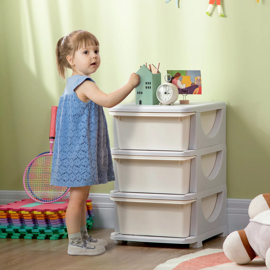 Blue 3 Tier Kids Storage Unit Dresser Tower F737497