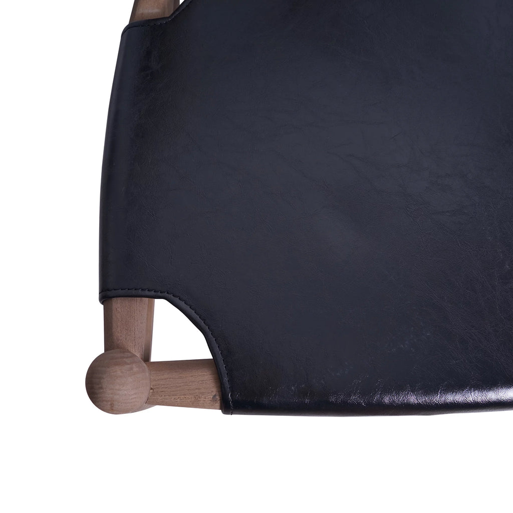 Black Faux Leather and Elm Wood Wishbone Chair L294347