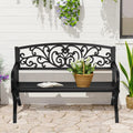50-in Black Metal Garden Bench with Armrests I485