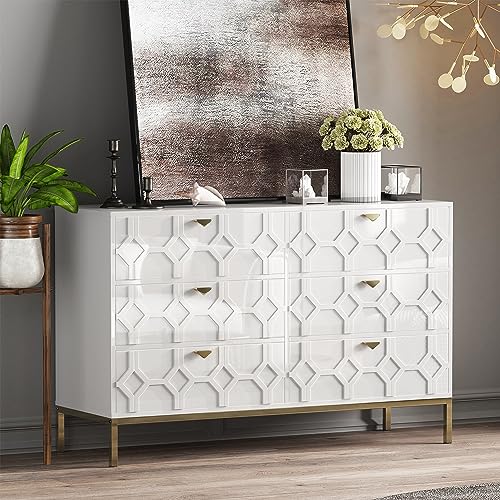6 Drawer Blue Wood Dresser I5683