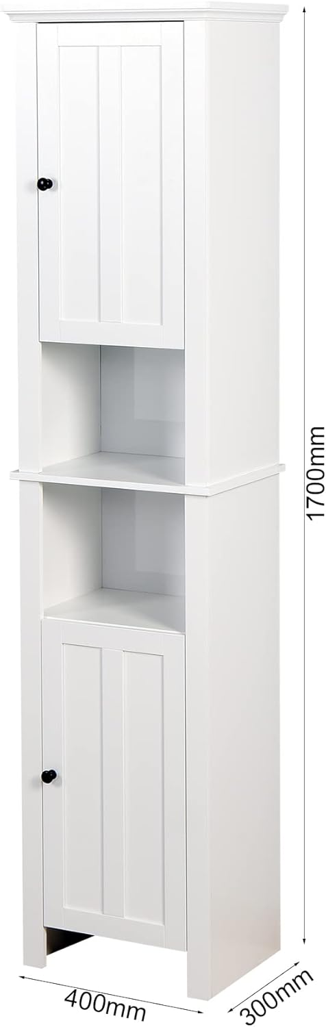 White 15.7"L x 11.8"W x 67"H Narrow Bathroom Storage Cabinet with Shelves and Door X97338