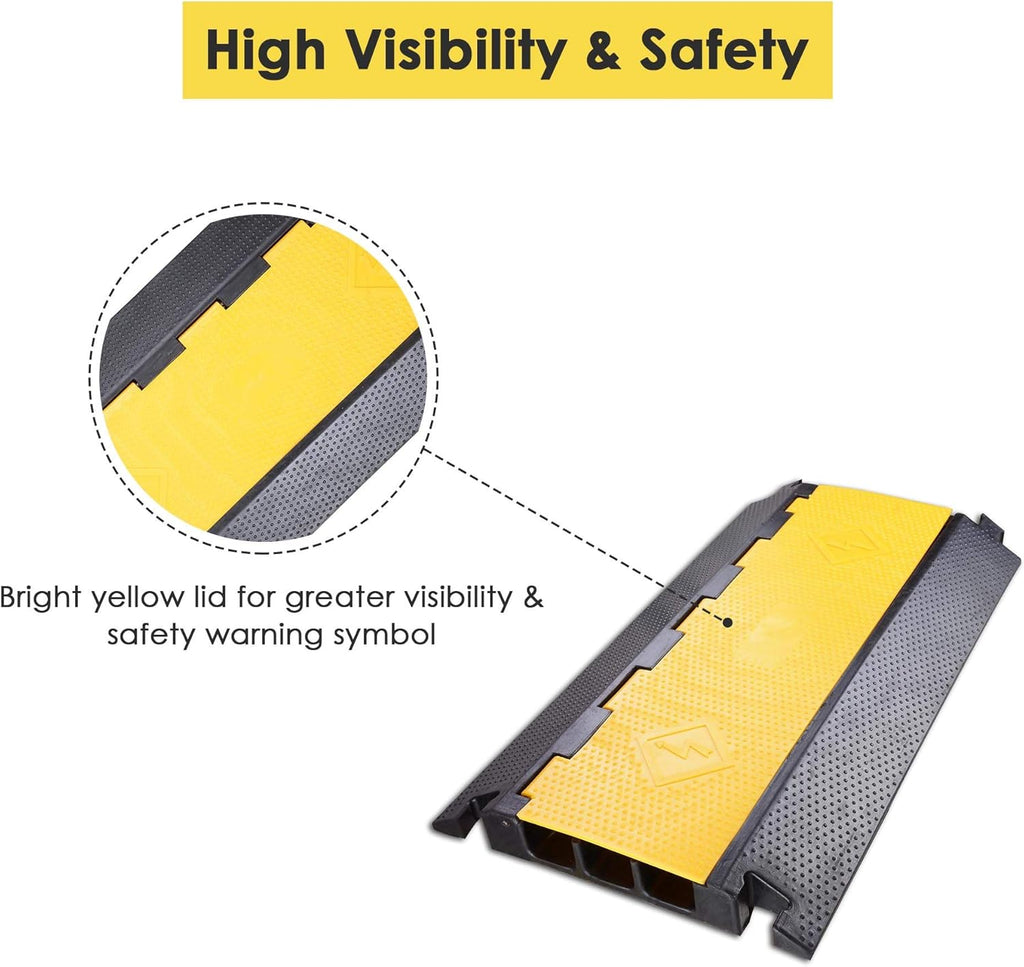 4 Channel Cable Ramp Floor Cover Cord Protector Wire Guard, 55000lbs, Pack of 2 Z279