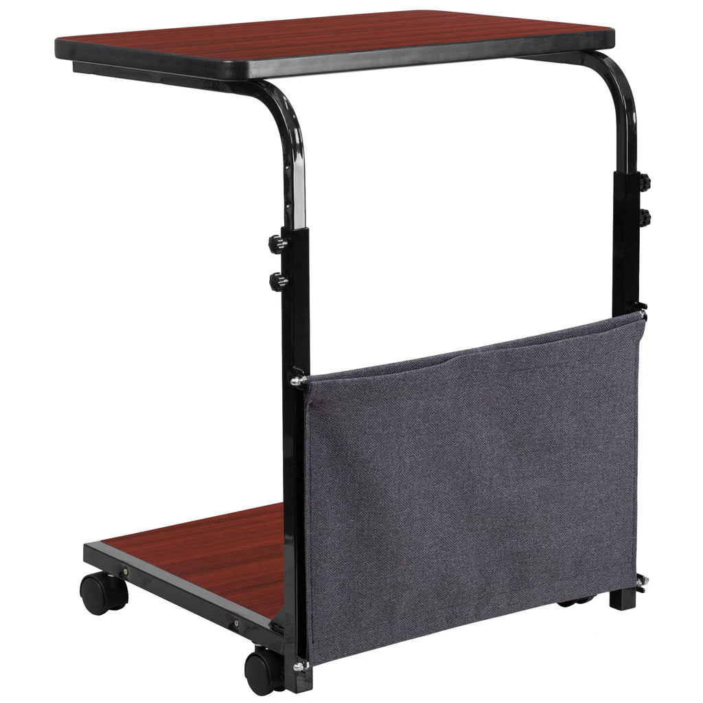 Mahogany Ergonomic Computer Desk with Removable Pouch J676