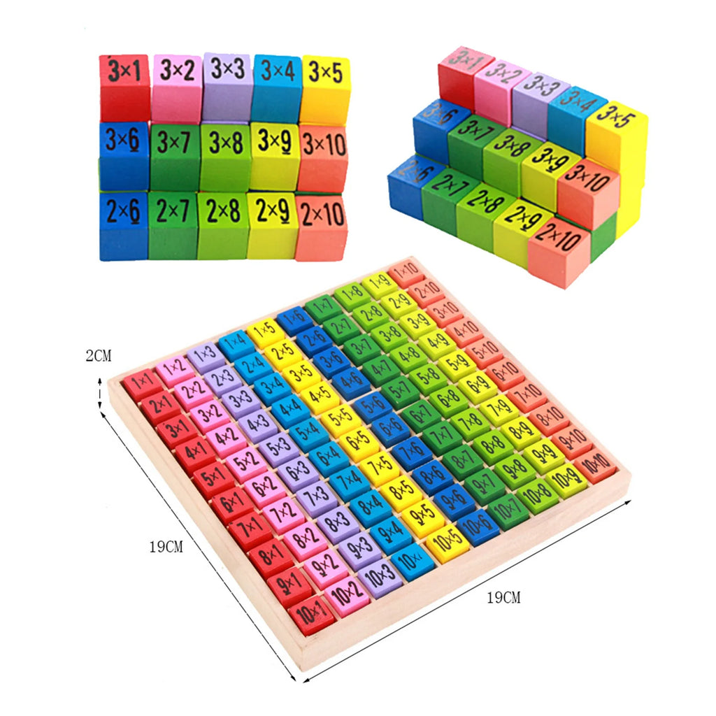 10 X 10 Wooden Multiplication Table Math Tray P4480