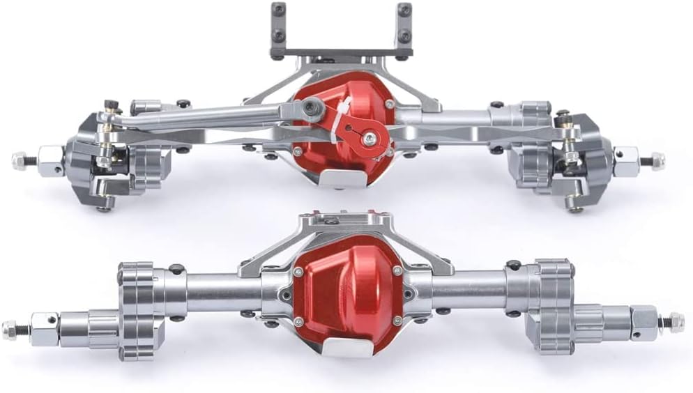 Front and Rear Portal Axle Metal Set for 1/10 RC Crawler Car - Black+Red K993500