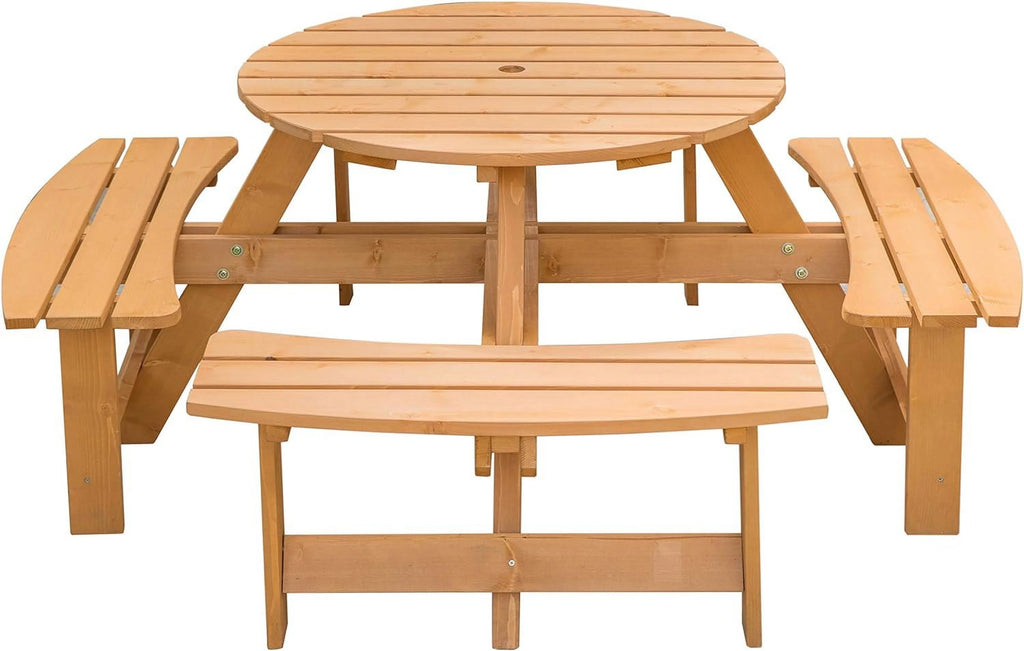 Wooden Round Picnic Table with Bench G475885