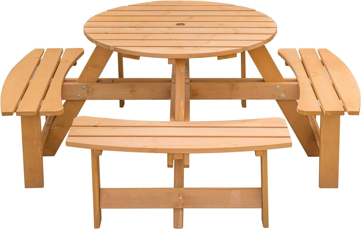 Wooden Round Picnic Table with Bench G475885