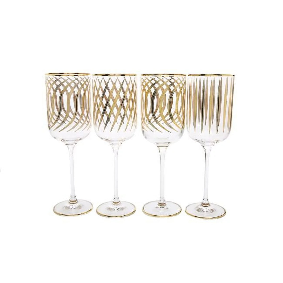 Wine Glasses with 24k Gold Design Set of 4 Z408