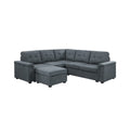 Gray Woven Fabric 6-Seater Sectional Sofa with Ottoman E12879