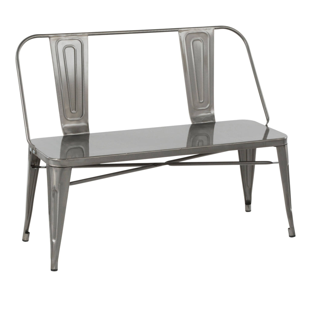 Industrial Metal Bench (Vintage White) Z543989