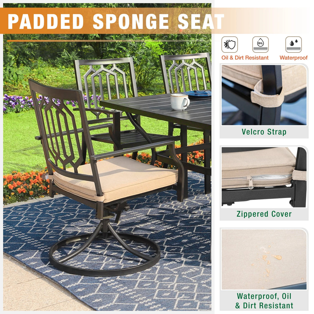 7 Piece Patio Dining Set Metal Table and Chairs Z9752