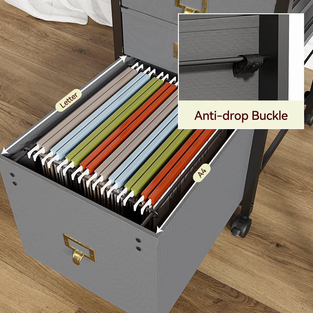 4 Drawer Black Fabric File Cabinet C2025