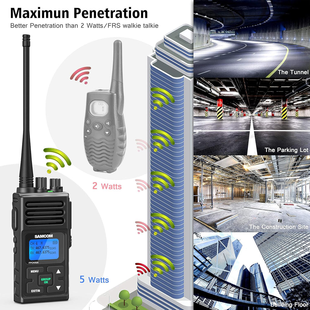 5 Watts UHF Programmable Handheld Two Way Radios 6 Packs M90936