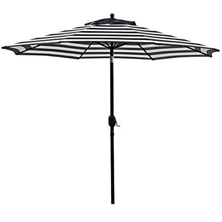 9' Outdoor Patio Umbrella with 8 Ribs Black and White S670921