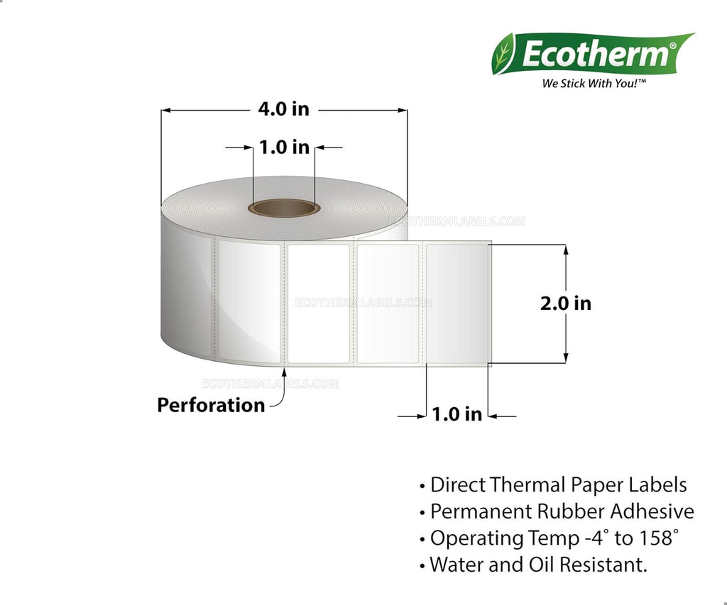 2x1 Thermal Labels Paper Stickers 1310 Per Roll 12 Rolls Direct Thermal R34699