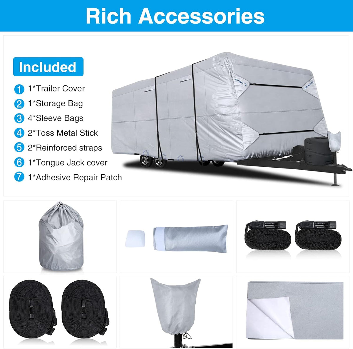 Rip-Stop RV Cover Waterproof Camper Cover with Gutter Covers G57597