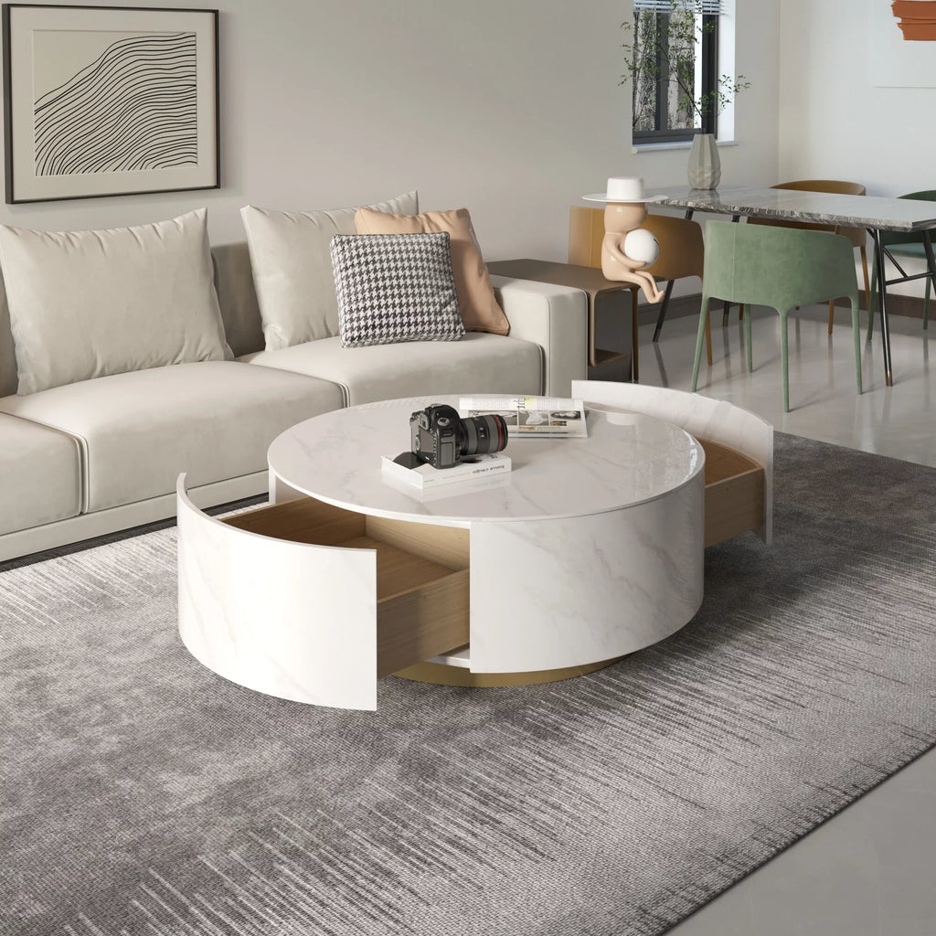 Round Coffee Table with 2 Drawers H3462