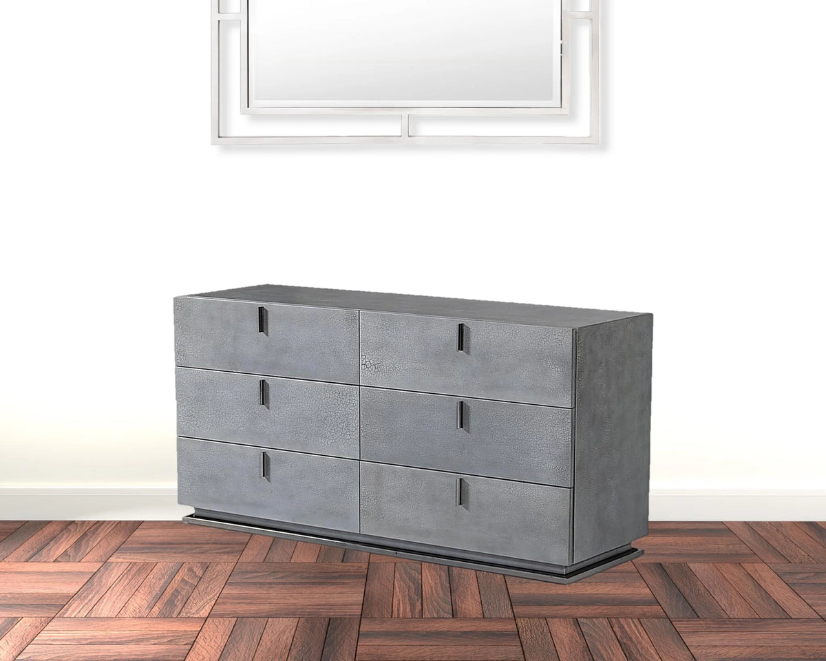 Gunmetal Gray Six Drawers Double Dresser G4914