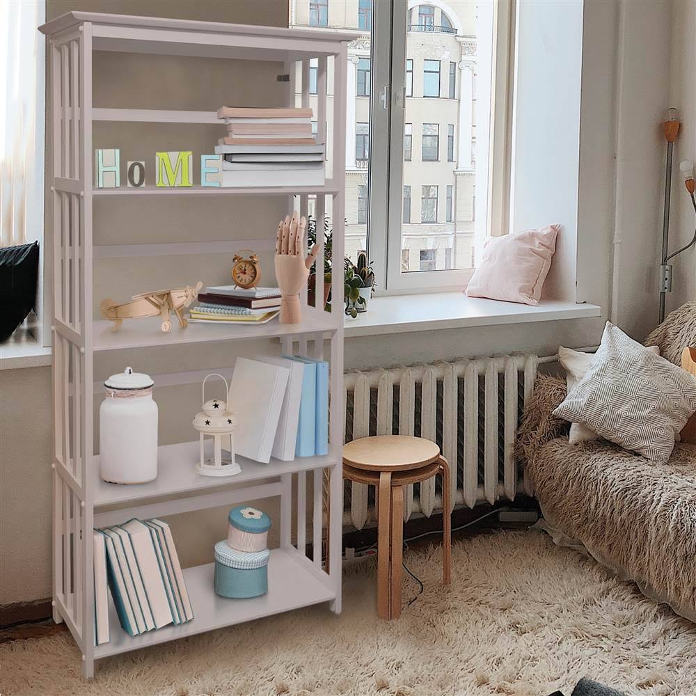 White 5-Shelf Bookcase T7463