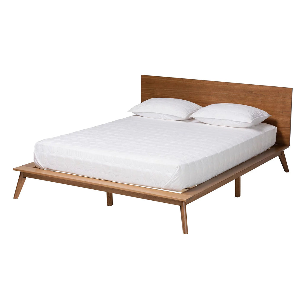 King Size Walnut Brown Wood Platform Bed F889679