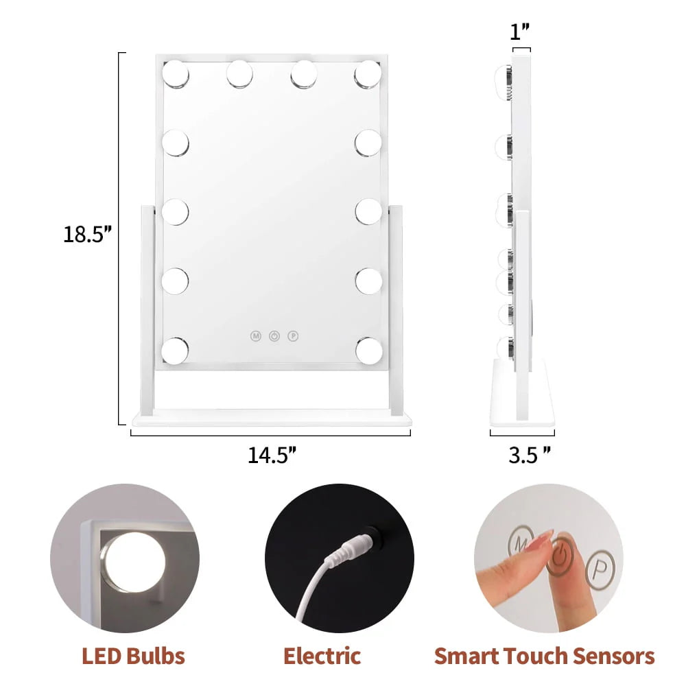 White Metal Makeup Mirror with Lights M869708