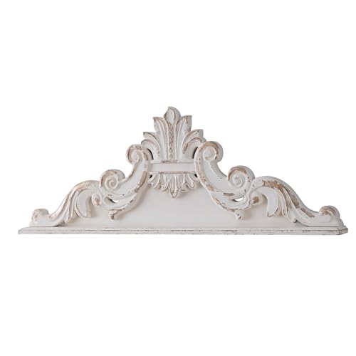 White Wood Floral Carved Wall Sculptures P4797