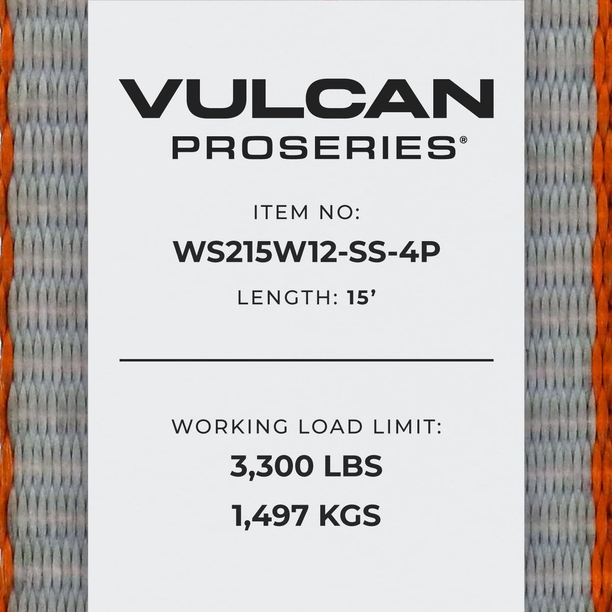 Winch Strap with Heavy Wire Hook, 2 Inch x 15 Foot, 4 Pack, 3,300 Pound Safe Working Load J321966