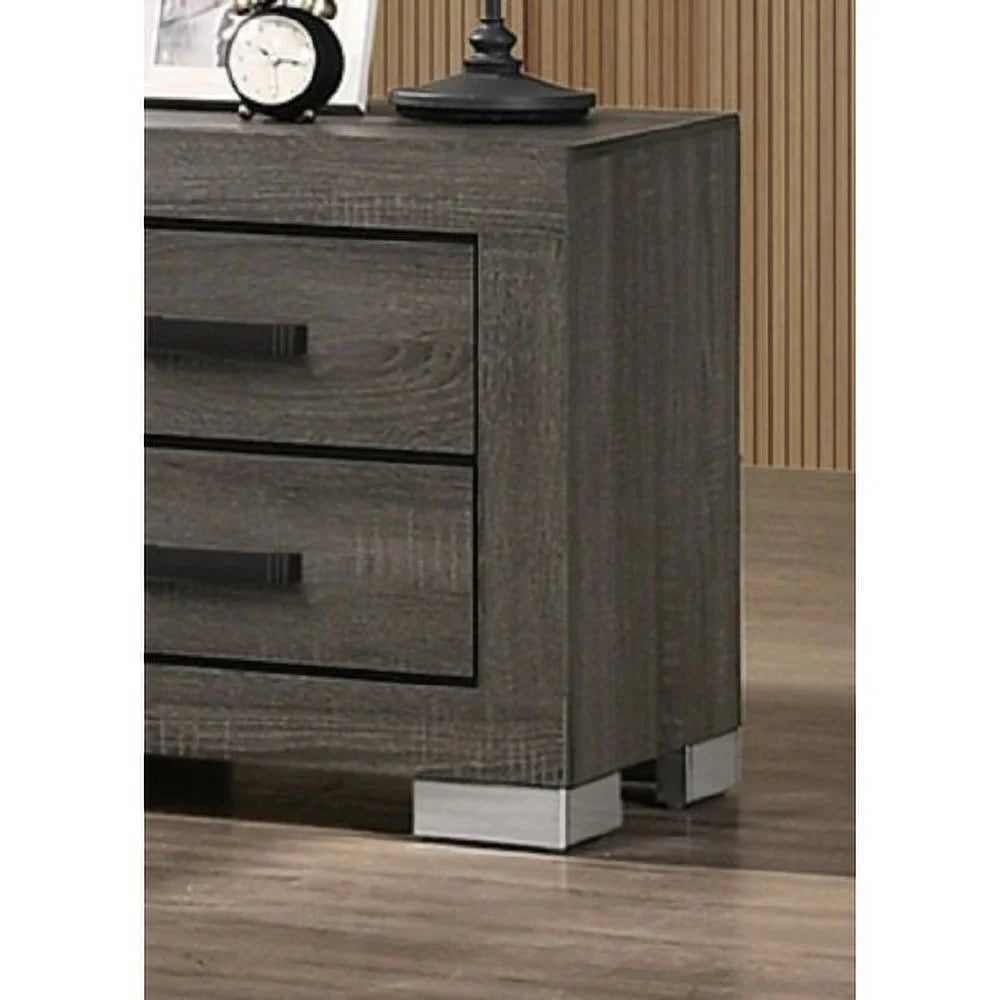 Wooden Nightstand with Drawers Grey S794932