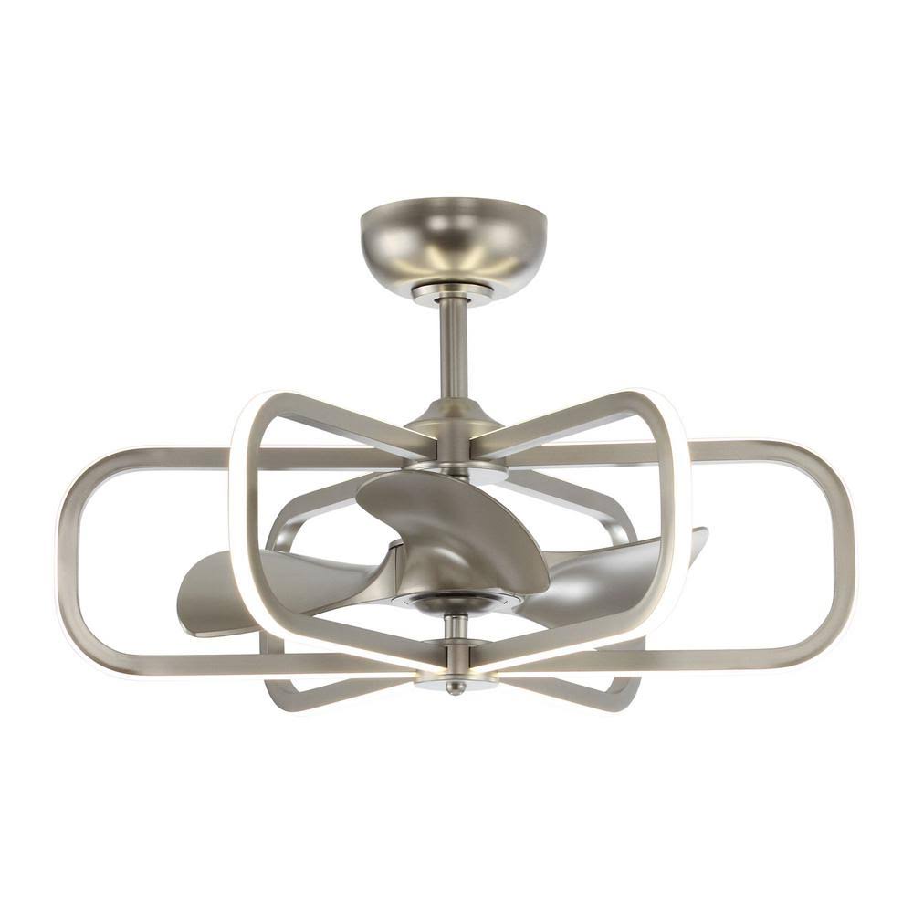 29.5-in Satin Nickel LED Indoor Ceiling Fan with Light and Remote R190