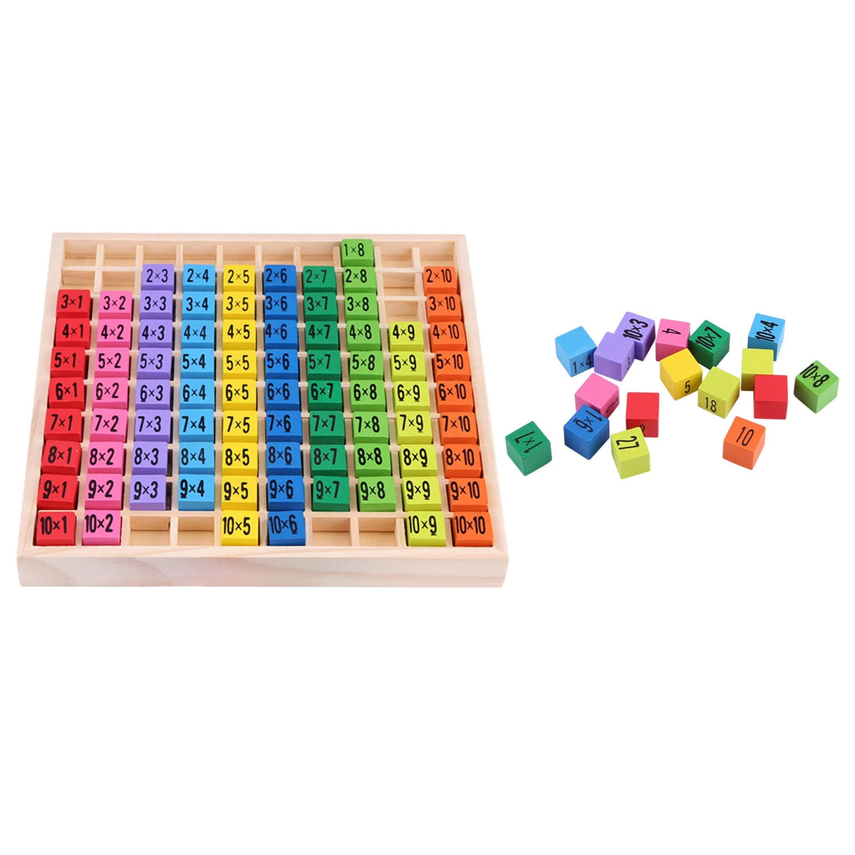 10 X 10 Wooden Multiplication Table Math Tray P4480
