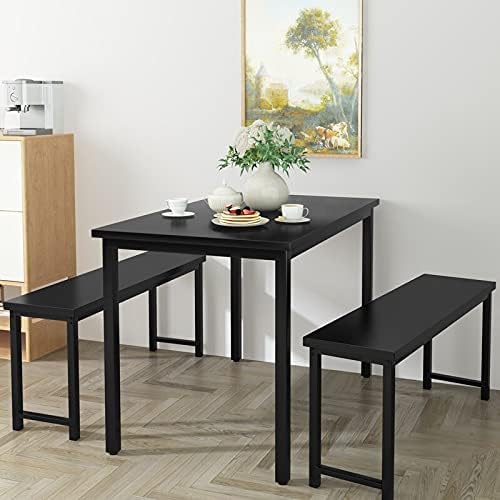 3-Piece Dining Table & Chair Set with Two Benches U753885