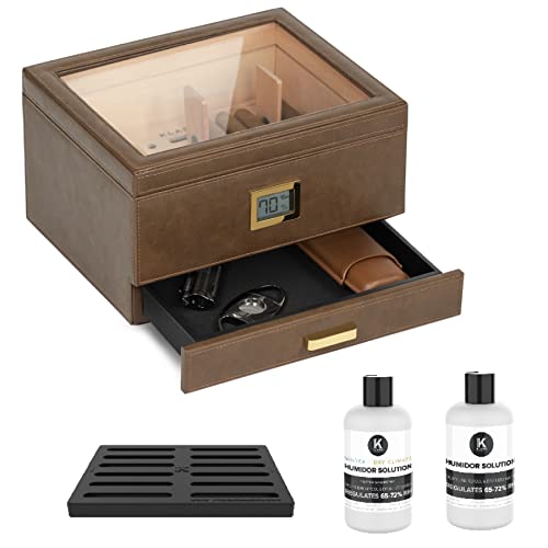 Glass Top Humidor with Cedar and Digital Hygrometer S365123