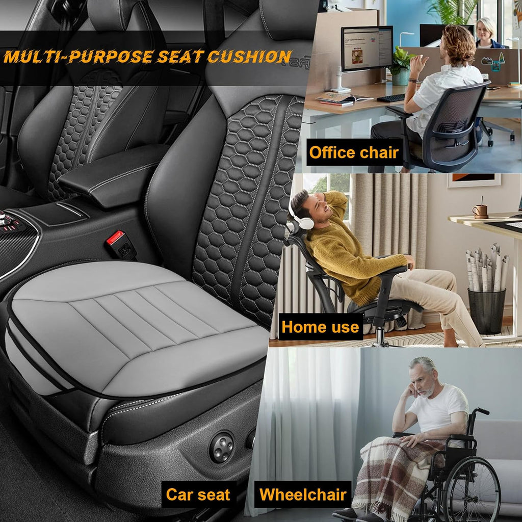 Gray Memory Foam Car Seat Cushion with Non-Slip Bottom M485816