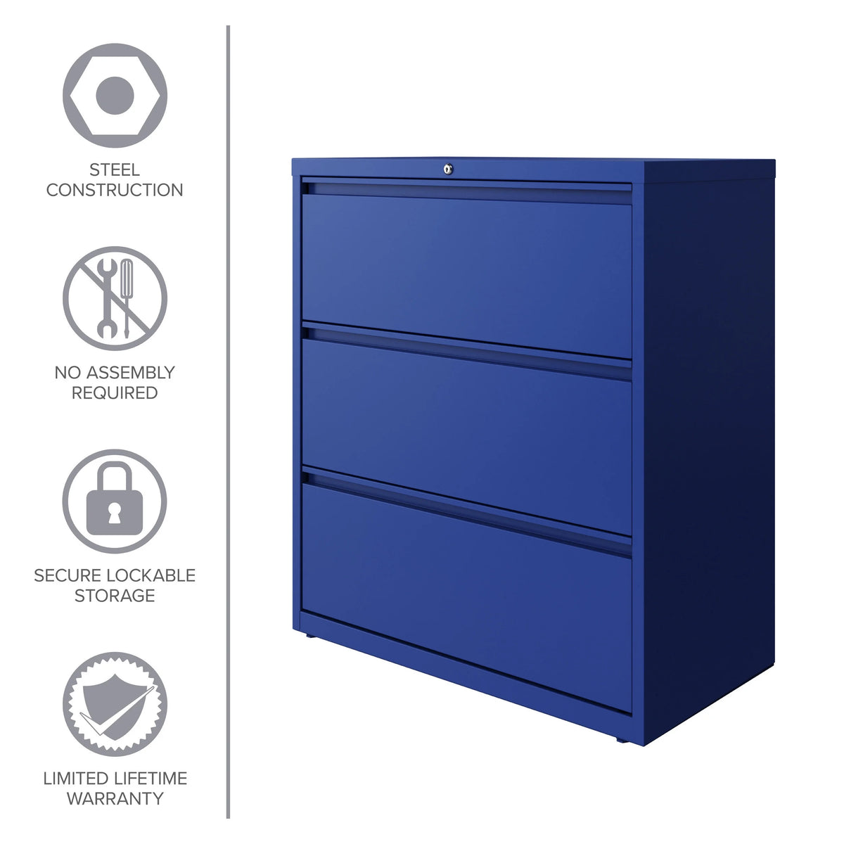 36 Inch Wide 3 Drawer Metal Lateral File Cabinet R308
