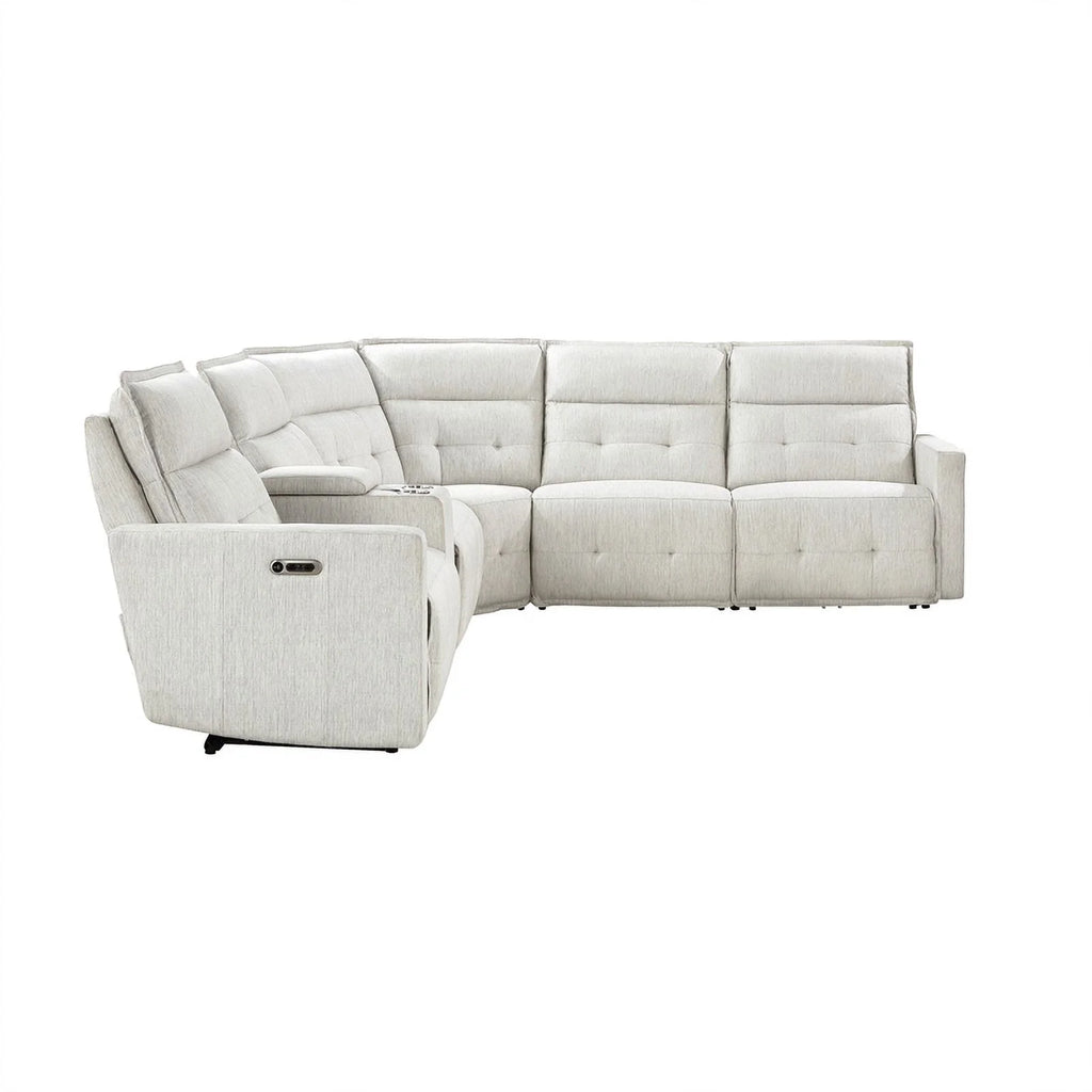 6-Piece White Fabric Power Reclining Sectional G365652