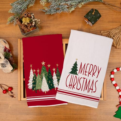 Red Xmas Tree Kitchen Towels Set of 2 M614621
