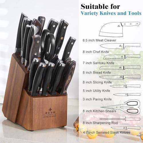 20 Slots Acacia Wood Knife Block O9728