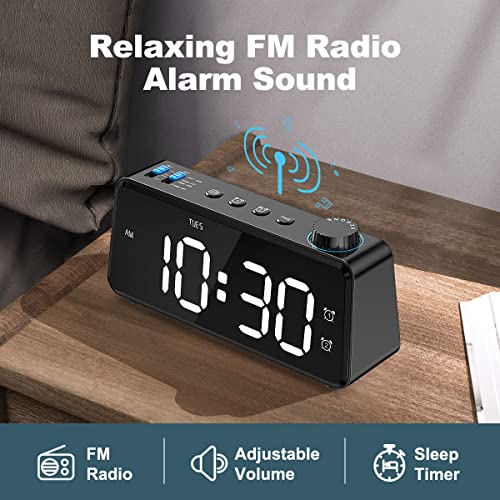 6.5'' Large Display Digital FM Radio Alarm Clock with USB Charging Port T213