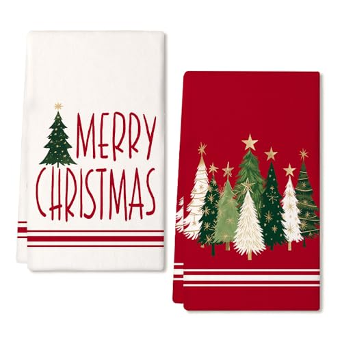 Red Xmas Tree Kitchen Towels Set of 2 M614621