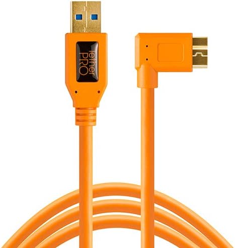 USB 3.0 to Micro-B Right Angle Cable, 15' (4.6m), Orange A588287